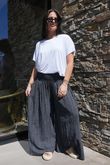 Made in Italy Marina Chalk Stripe Palazzo Pant Black
